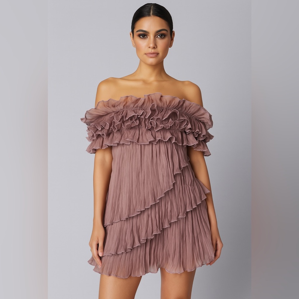 NWT- Ruffled Layered Dress in Lilac 💜